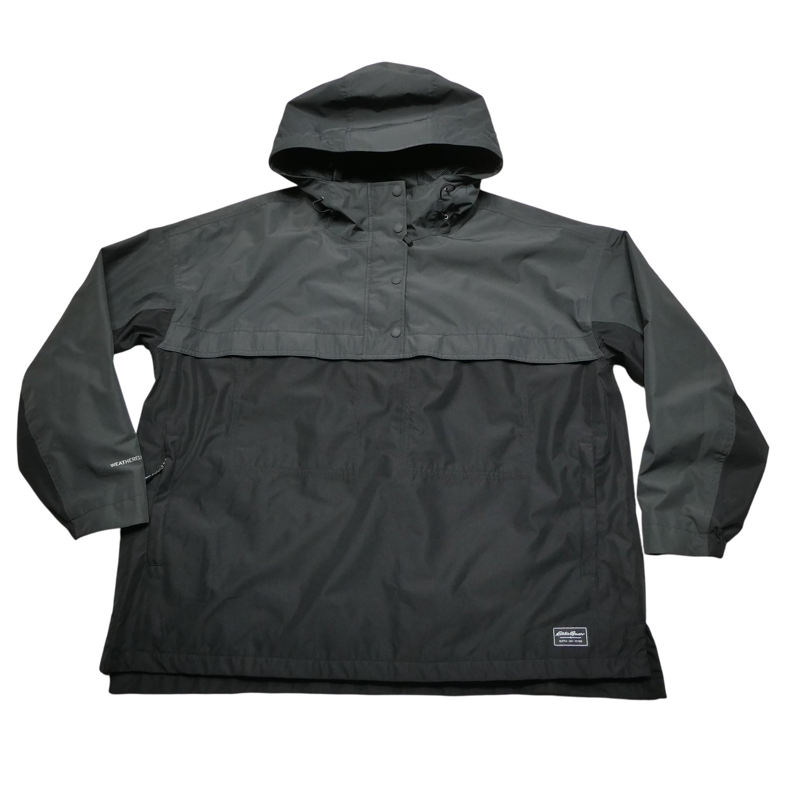 Eddie Bauer Jacket Womens Large Black Gray Weatheredge Hooded Pullover Anorak